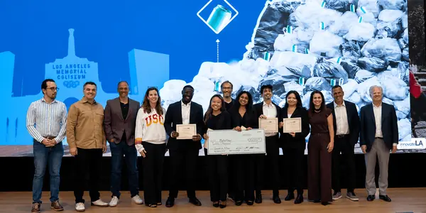 DAS Family and Innovate Los Angeles award recipients and partners on stage